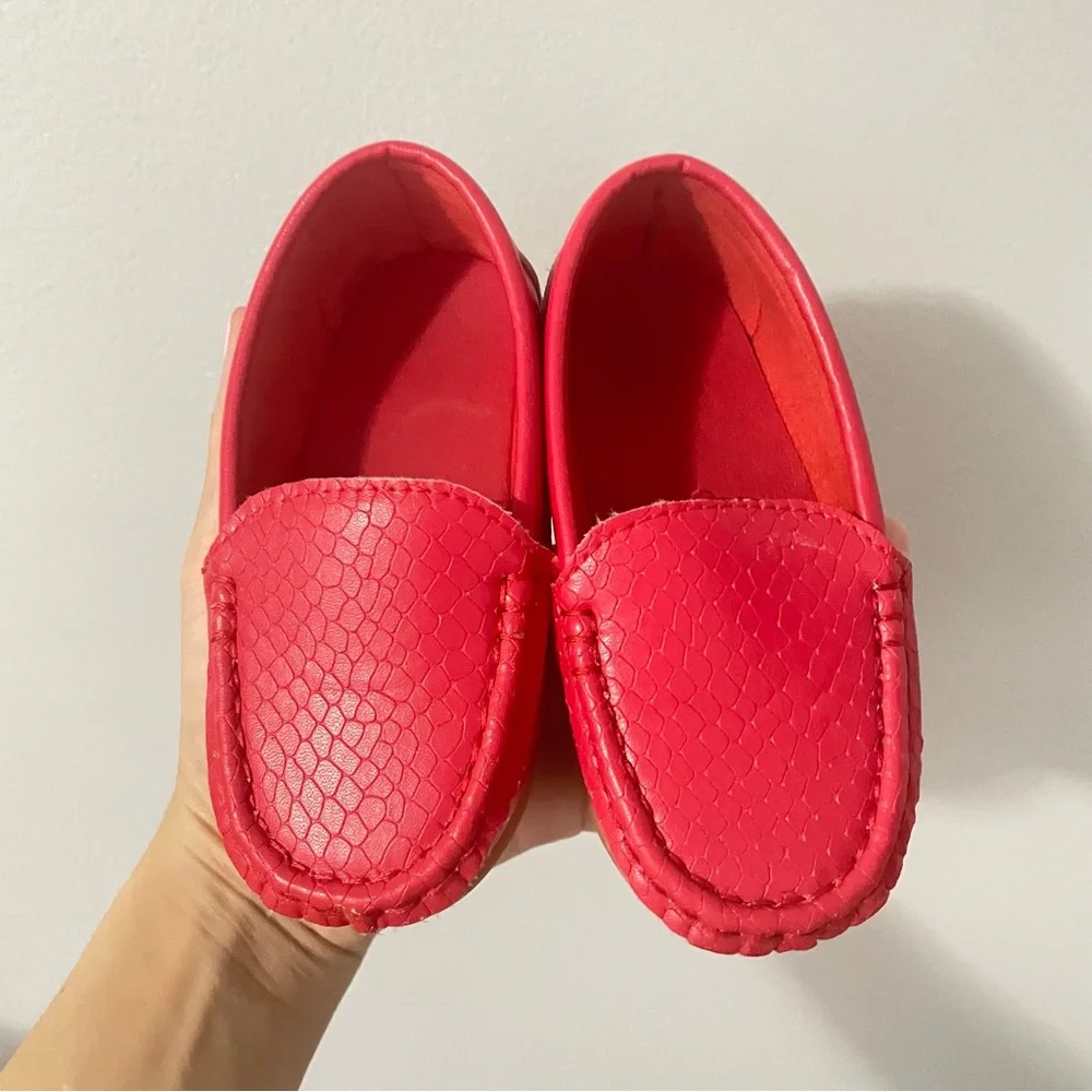 Kids Red Slip-On Loafers - Comfortable Casual Shoes (size 6.5 male toddler)